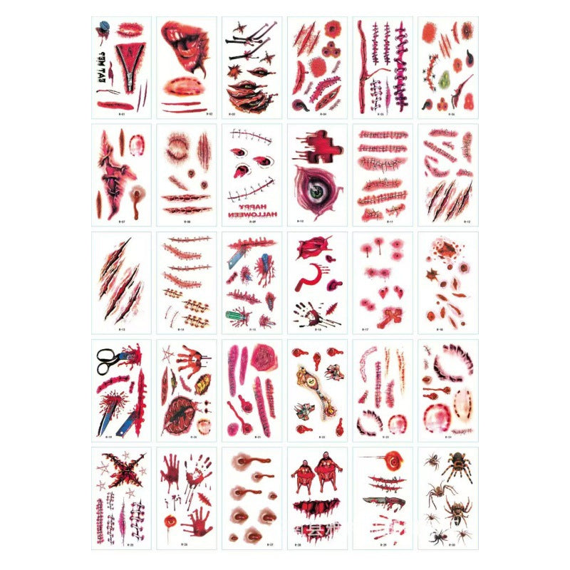 JupiGlow Halloween Scar and Bite Temporary Tattoo Stickers