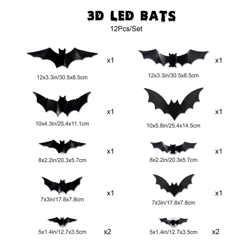 JupiGlow KAZHAN Three-Dimensional Bat Halloween Wall Decorations