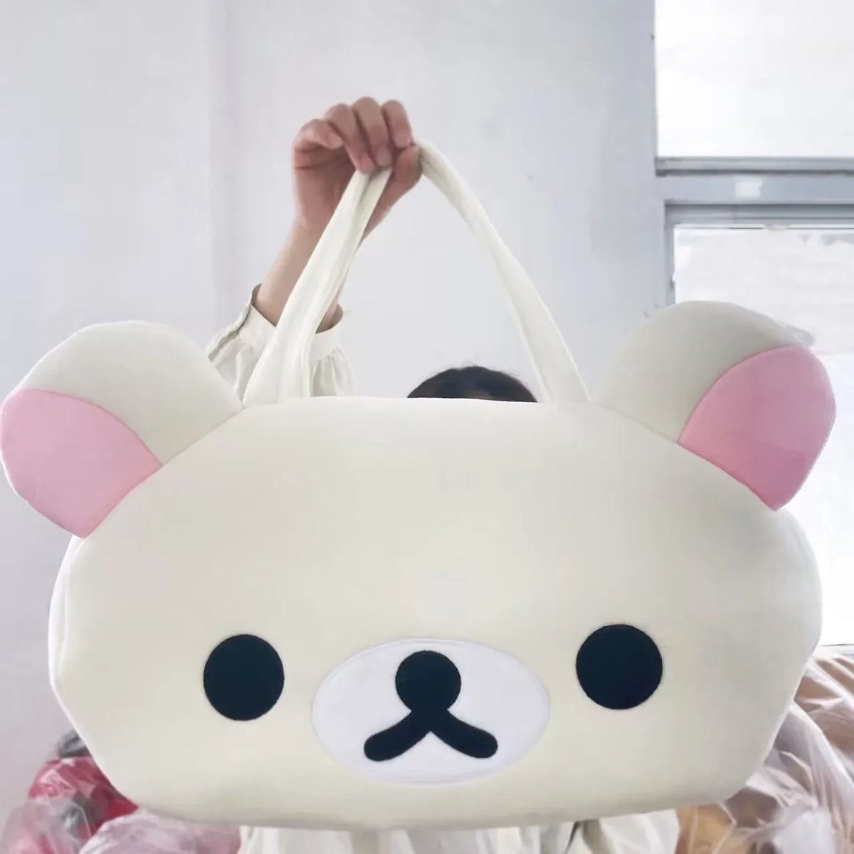 Rilakkuma Plush Cartoon Shoulder Bag Cartoon Anime Casual Tote Bag Bear Handbag Soft Large Capacity Luggage Bag Gifts Girl