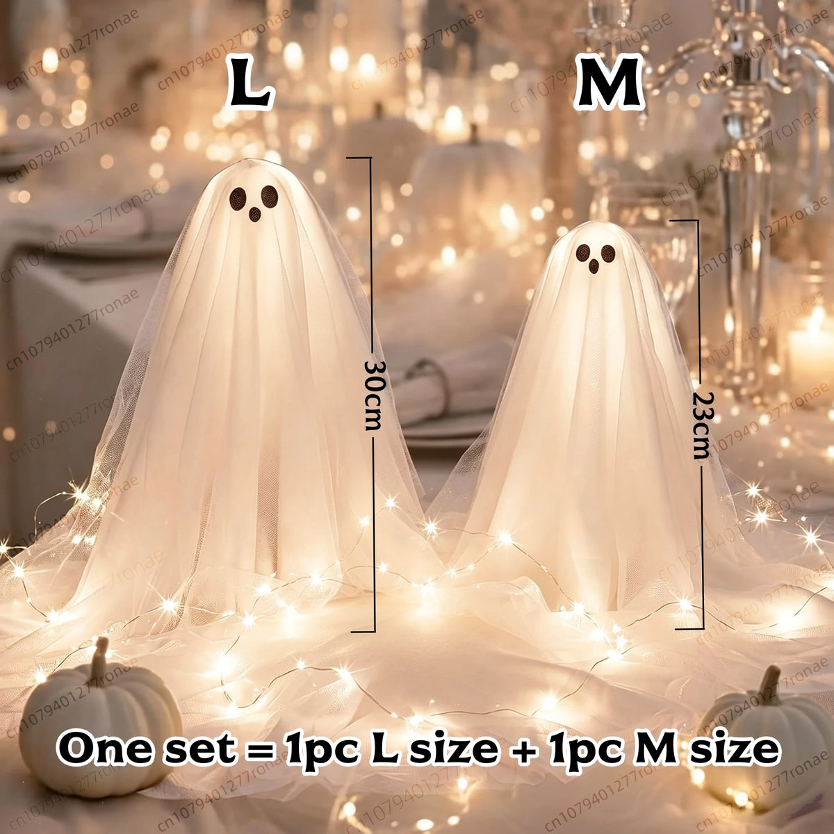 1/2/3Sets Halloween Decorations Lighted Ghost DIY Kit Spooky Lamp Warm White Table Centerpiece for Indoor Halloween Party