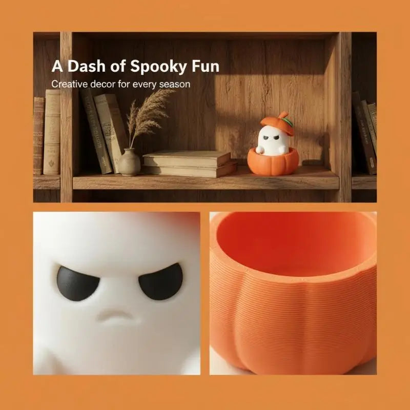 Halloween Pumpkin Ghost Decorative Ornament Desktop Decoration Funny 3d Printed Figurine For Festival Decoration