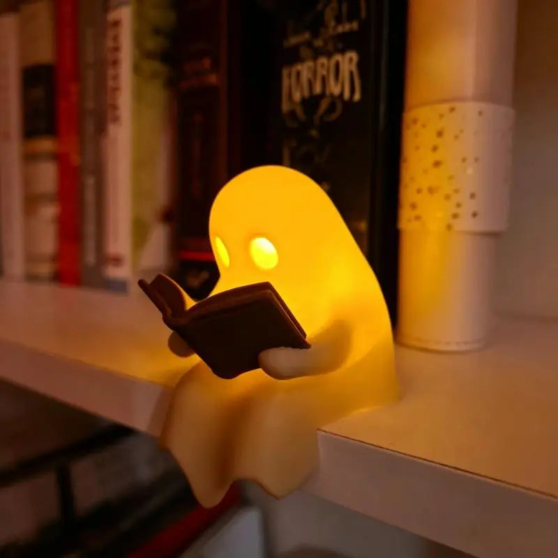 New Halloween Party Decoration Favors Cute Ghost Reading Book Lamp Desktop Ornament For Bedroom Kids Gift