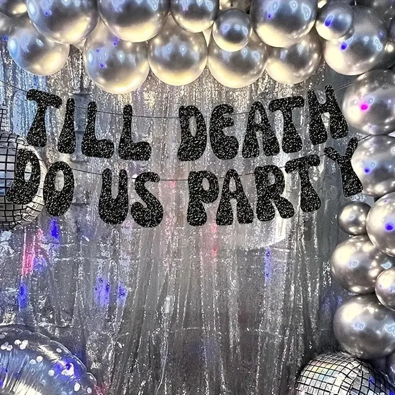 TILL DEATH DO US PARTY Paper Banner, Halloween Party Decorations and Supplies, Indoor Outdoor Decor