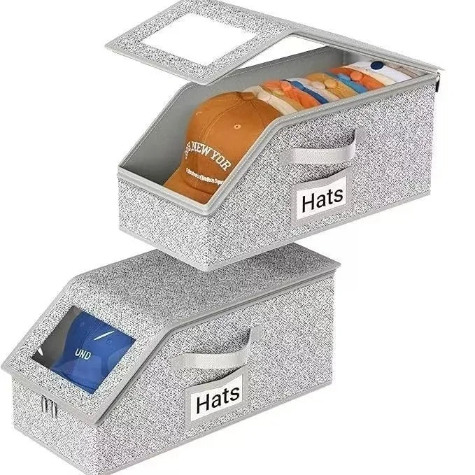 Non Woven Fabric Baseball Cap Storage Box Dustproof Zipper Hat Organizer Foldable Closet Container For Hats Socks Daily Sundries