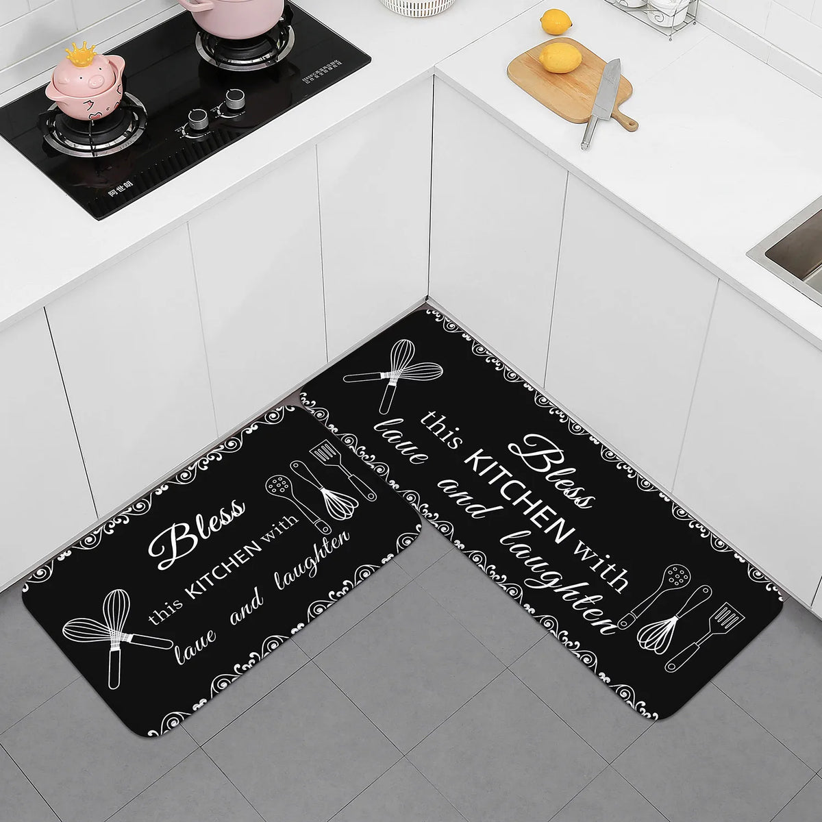 Kitchen Mat, Printed Anti-Slip Polyester Floor Rug with Rubber Backing, Fade-Resistant Bathroom Runner, Multiple Sizes - product view 6