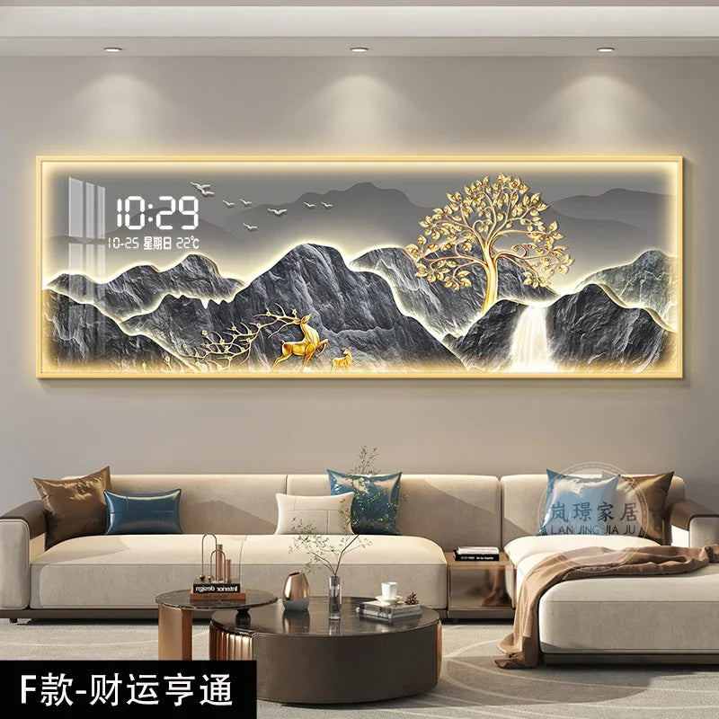 Modern Wall Clock with Aluminum Alloy Frame, Mute Loudspeaker Feature, 30x90 to 50x150 cm Sheet Sizes - product view 6