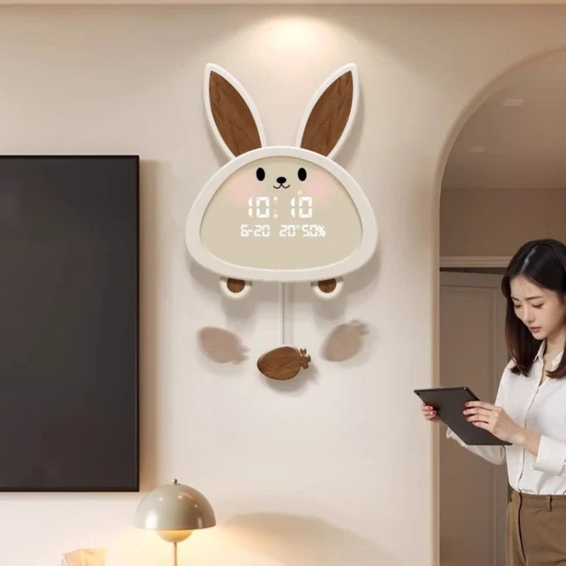 Modern Digital Wall Clock, Acrylic Square Cartoon Rabbit Design, 38x60 cm or 45x70 cm, Plug-In or Power Bank Options - product view 6