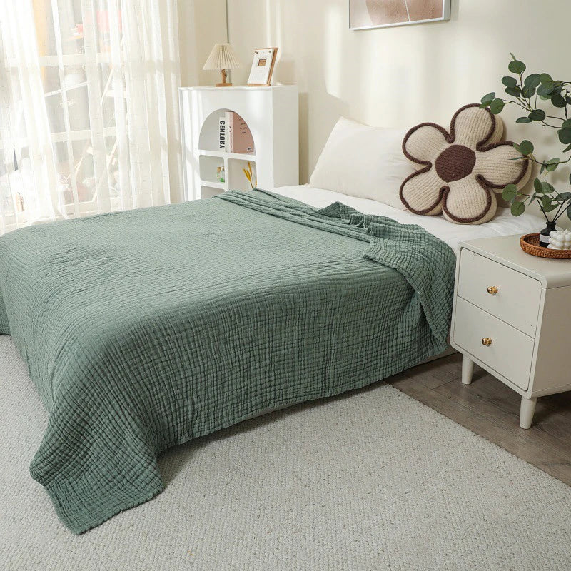100% Cotton Throw Blanket, Lightweight Breathable Six-Layer Summer Blanket for Sofa, Bed, Travel and Picnic - product view 6