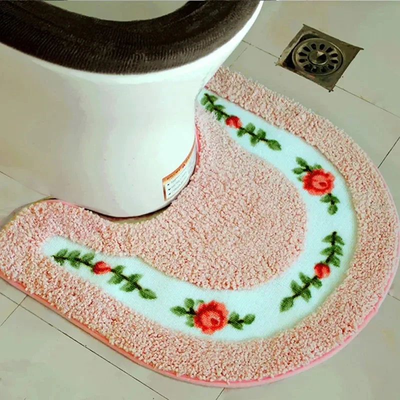 Striped Microfiber Bathroom Rug Pad, Modern Machine-Made Floor Mat, 50 x 50 cm, Color Options for Toilet and Bathroom Floors - product view 6