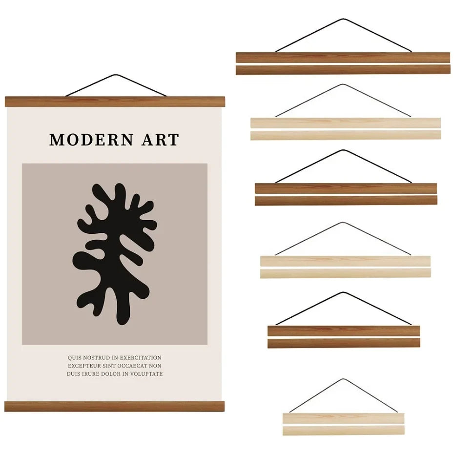 Magnetic Poster Hanger Frame, Wood Rectangle Wall Art Display for Paintings and Prints, 21, 30, 40 or 50 cm - product view 6