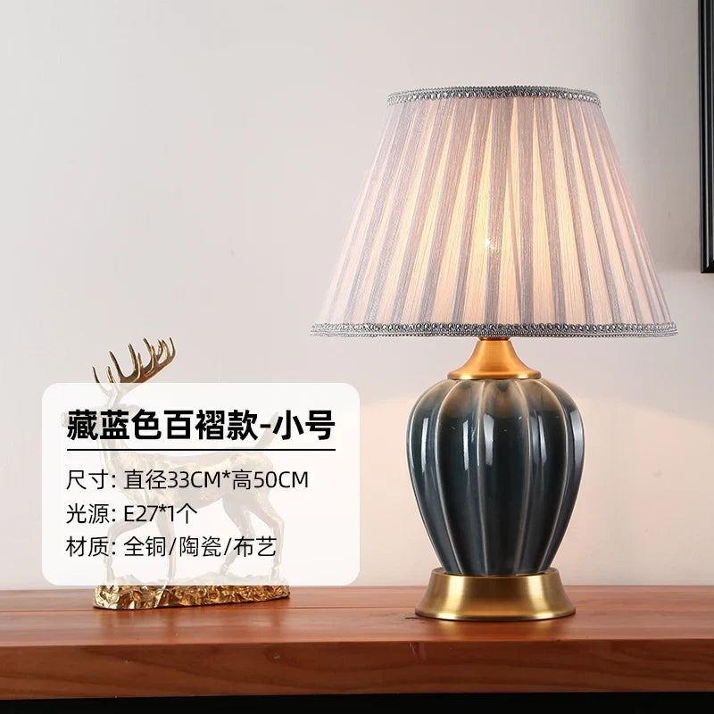 Ceramic Bedside Table Lamp, E27 LED Bulb Included, Knob Switch, Warm White Light, 33 × 50 cm Bedroom Decor - product view 6