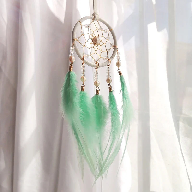 Feather Dream Catcher Wind Chime, Wicker Pastoral Hanging Décor for Home, Balcony, Window, Car or Holiday Gift - product view 6