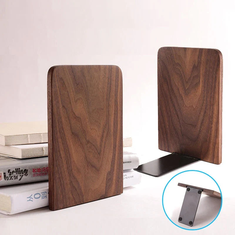Wooden Bookends, Single Book Holder for Desk, Bookshelf and Office Organization, Natural Wood Décor Accent - product view 6