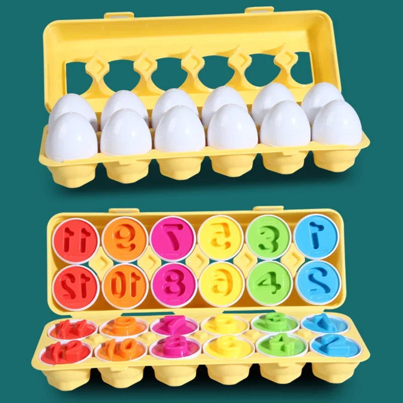 Matching Easter Eggs, 6- or 12-Piece Montessori Sensory Learning Toys with Animal, Number and Shape Options - product view 6