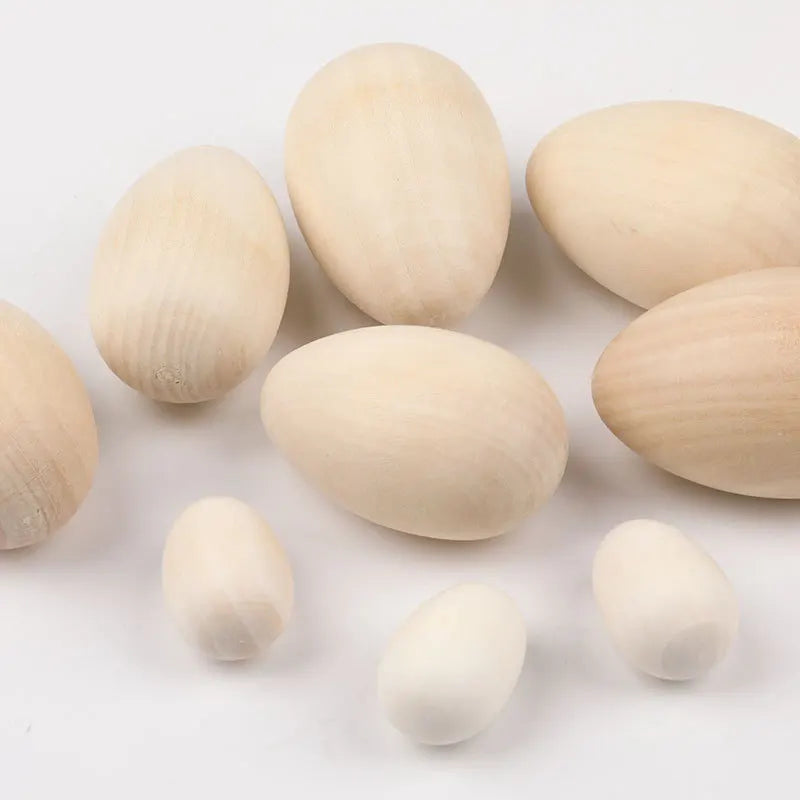 Unpainted Wooden Easter Eggs for DIY Crafts, Paintable Egg Ornaments, Easter Basket Fillers and Seasonal Decorations - product view 6