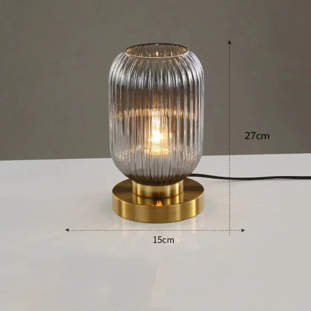 Glass Stone Table Lamp with Iron Body, E27 LED Bulb Base, Knob Switch, 6–10W, AC, Study and Bedroom - product view 6