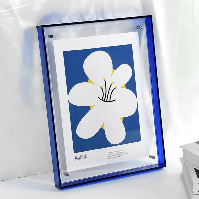 Modern Acrylic Floating Frame, Wall or Tabletop Photo Display, 3mm Acrylic with 7 Photo Sizes - product view 6