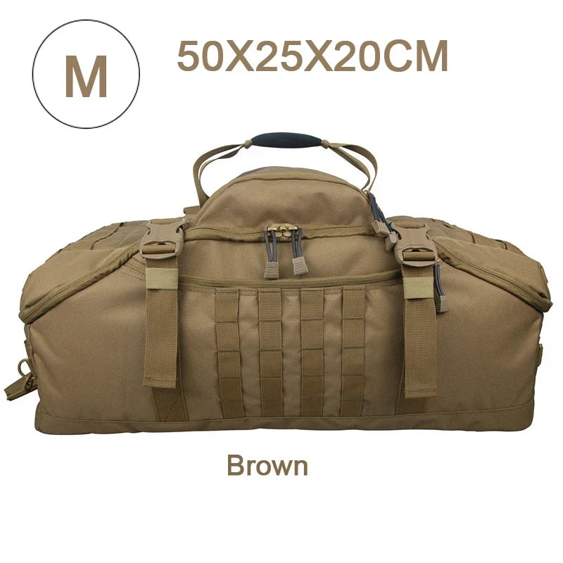 80L Tactical Duffel Backpack, Nylon Travel and Camping Bag with MOLLE System, Adjustable Carrying Options and M, L or XL Sizes - product view 6