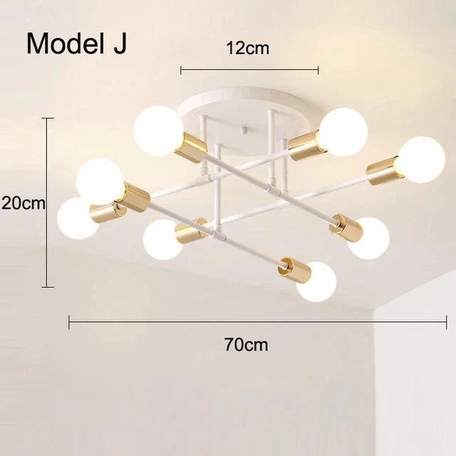 Contemporary Iron Pendant Ceiling Light, AC 90-260V, Assembly Design with Model A-J Options for Bedroom and Living Room - product view 6