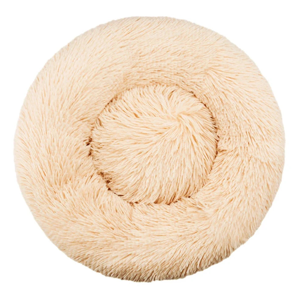 Plush Round Dog Bed, Non-Slip Waterproof Base, Machine-Washable Fiber Cushion, 40–90 cm Sizes for Dogs and Cats - product view 6