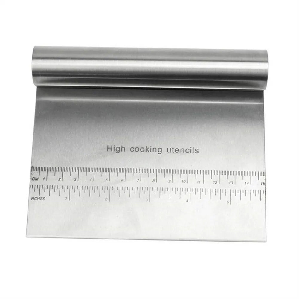 Stainless Steel Dough Scraper, Inch and Centimeter Measuring Scale, Multipurpose Pastry Cutter for Bread, Pizza and Cake Prep - product view 6