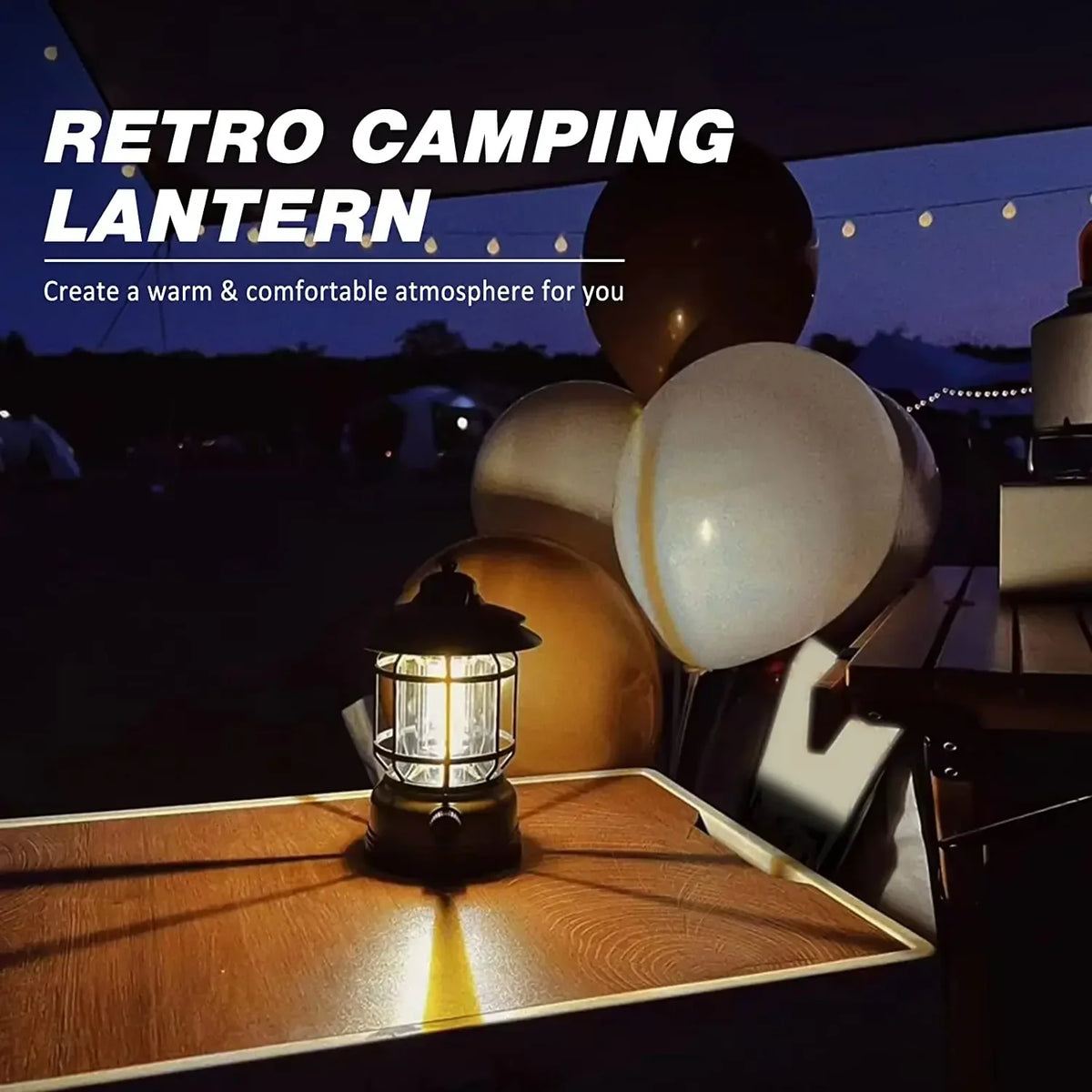 Rechargeable Camping LED Lantern, Stepless Dimming, 10–200 Lumens, 1200 mAh Battery, Waterproof ABS Light for Emergencies - product view 6