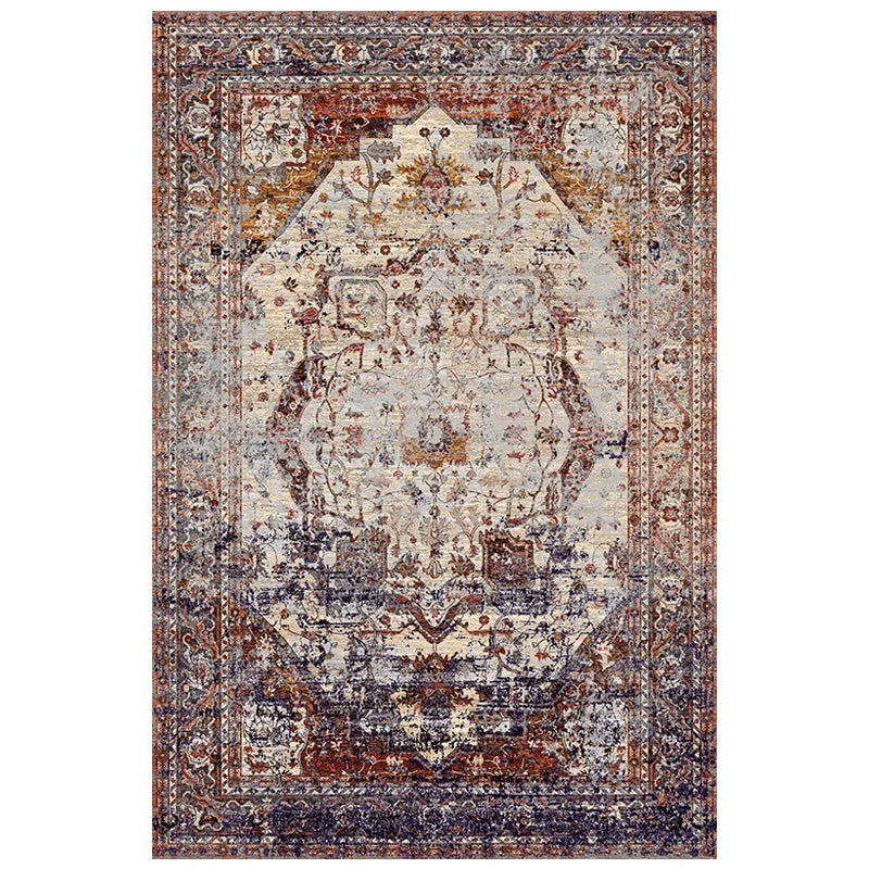 Geometric Area Rug, American Retro Rectangle Design, Machine-Made Vinyl Backing for Bedroom, Bathroom and Living Spaces - product view 6