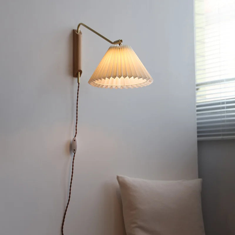 Rotating Swing Arm Wall Lamp, E27 Socket, Solid Wood and Copper Design, 3 Color Options, EU US AU UK Plug Choices - product view 6