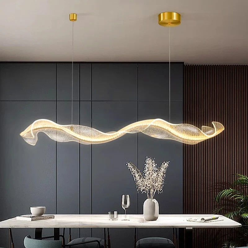Modern LED Pendant Light, Dimmable Acrylic and Iron Hanging Lamp, 100–220cm Length, Remote or Touch Control for Dining Areas - product view 6