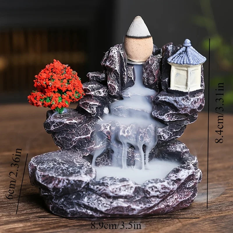 Backflow Incense Holder Waterfall Burner, Polyresin Home Décor Accent for Aroma and Smell-Removing Use - product view 6