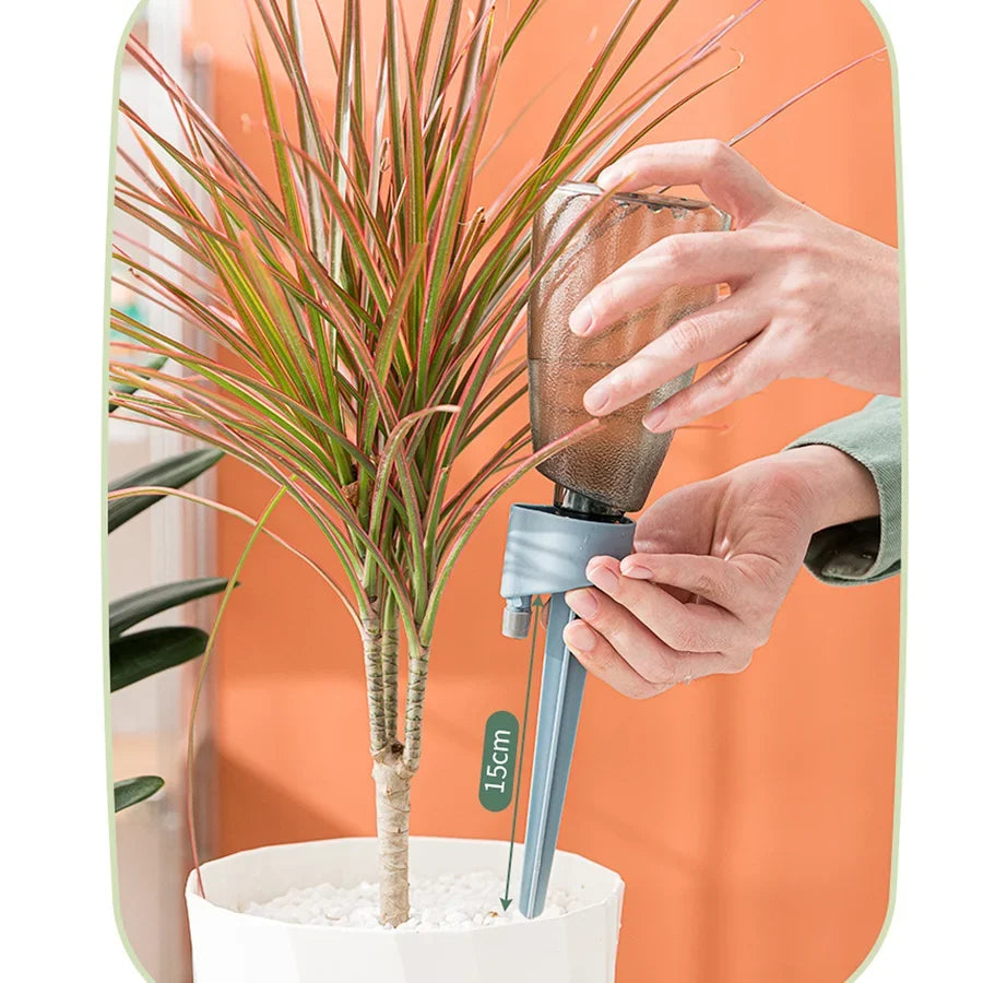Self-Watering Planter Insert, Adjustable Speed Drip Irrigation Device, Durable Plastic Plant Watering Spike in Green or Blue - product view 6