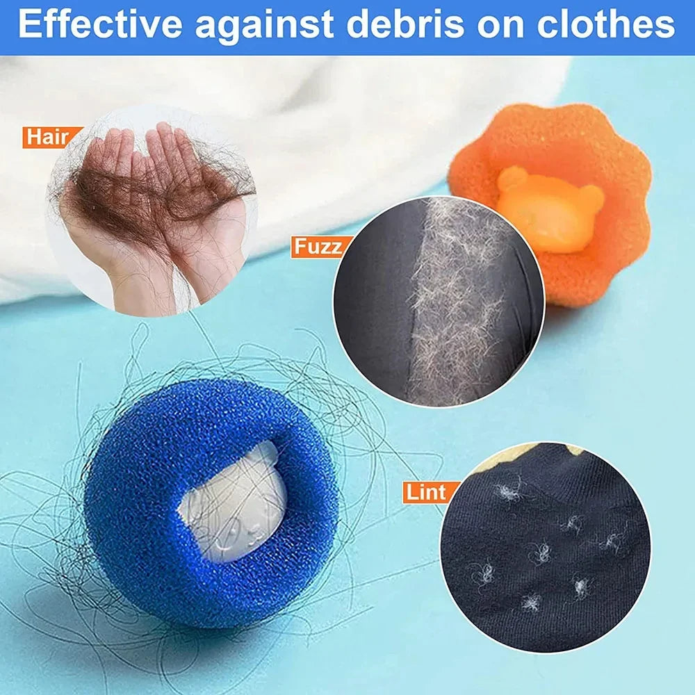 Reusable Pet Hair Remover for Laundry, ABS Fur Collector for Washing Machines and Dryers, Blue or Orange 5-Piece Set - product view 6