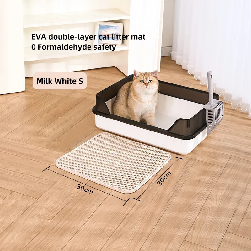 Double-Layer Cat Litter Mat, Washable Splashproof Litter-Trapping Floor Mat in Grey or White, S to XL - product view 6