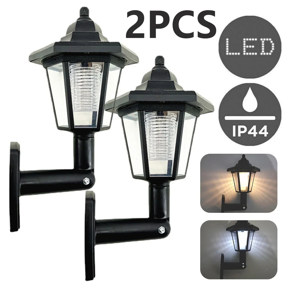 Solar Wall Lights, 2-Piece ABS Outdoor Garden Lamps with Automatic Dusk Lighting, 6–8 Hour Runtime and IP44 Design - product view 6