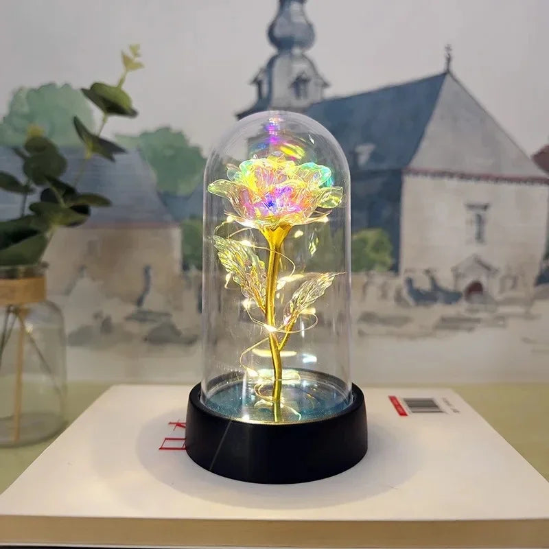 LED Artificial Rose Flower, Plastic Decorative Light, 15cm Gift for Wedding, Bedroom, Valentine’s Day and Christmas - product view 6