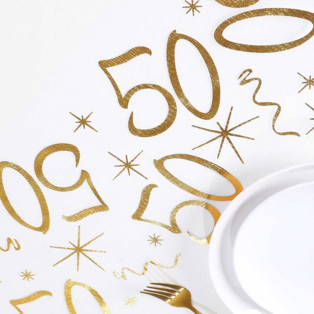 Printed Birthday Table Runner, Polyester Party Table Cover in 50th or 60th Birthday Designs for Celebration Decor - product view 6