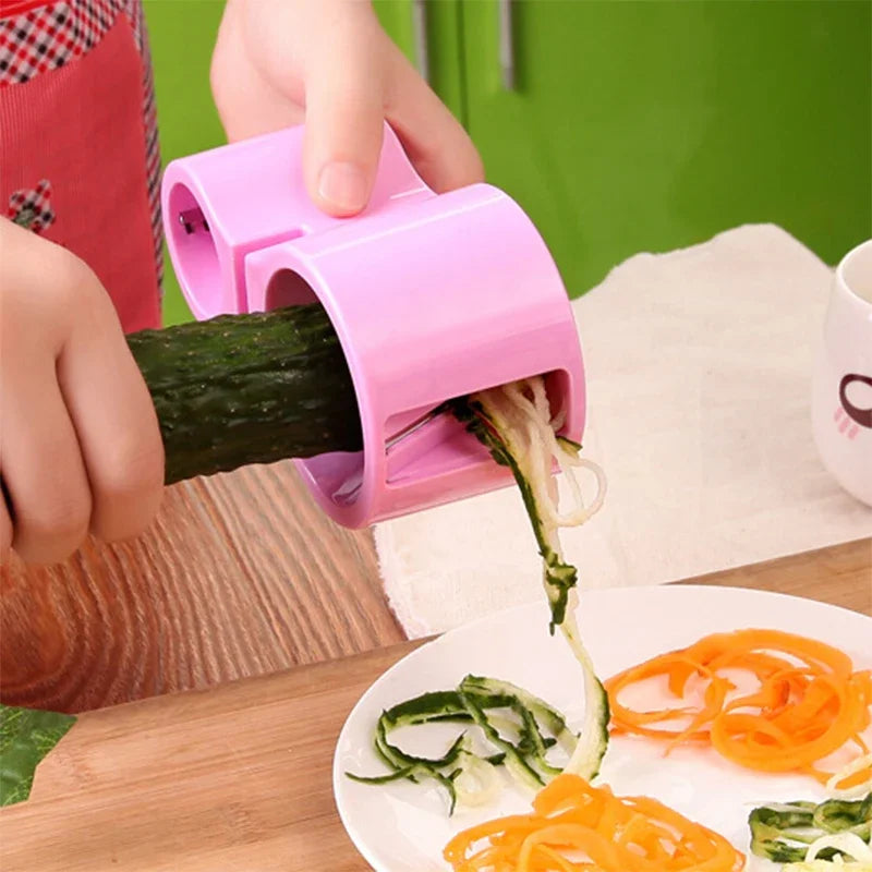 Dual-Head Vegetable Spiralizer Cutter, Zucchini Noodle Slicer with Built-In Knife Sharpener, Plastic Kitchen Tool - product view 6