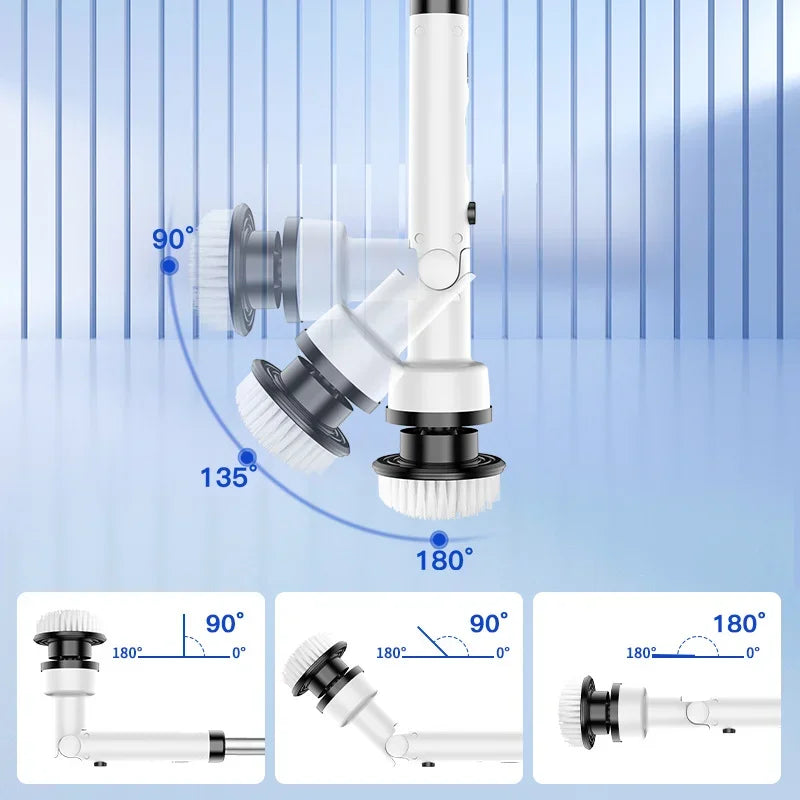Cordless Electric Spin Scrubber, 9 Replaceable Brush Heads, Adjustable Handle and Digital Display for Bathroom and Floor Cleaning - product view 6