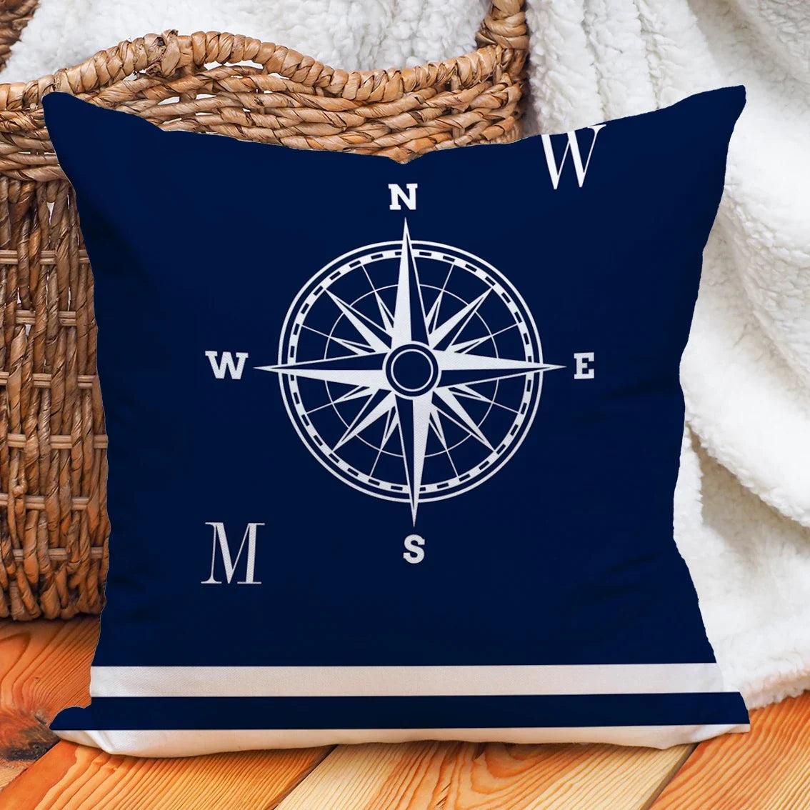 Nautical Anchor Print Cushion Cover, Square 100% Polyester Throw Pillow Case, Multiple Sizes for Sofa and Chair Decor - product view 6