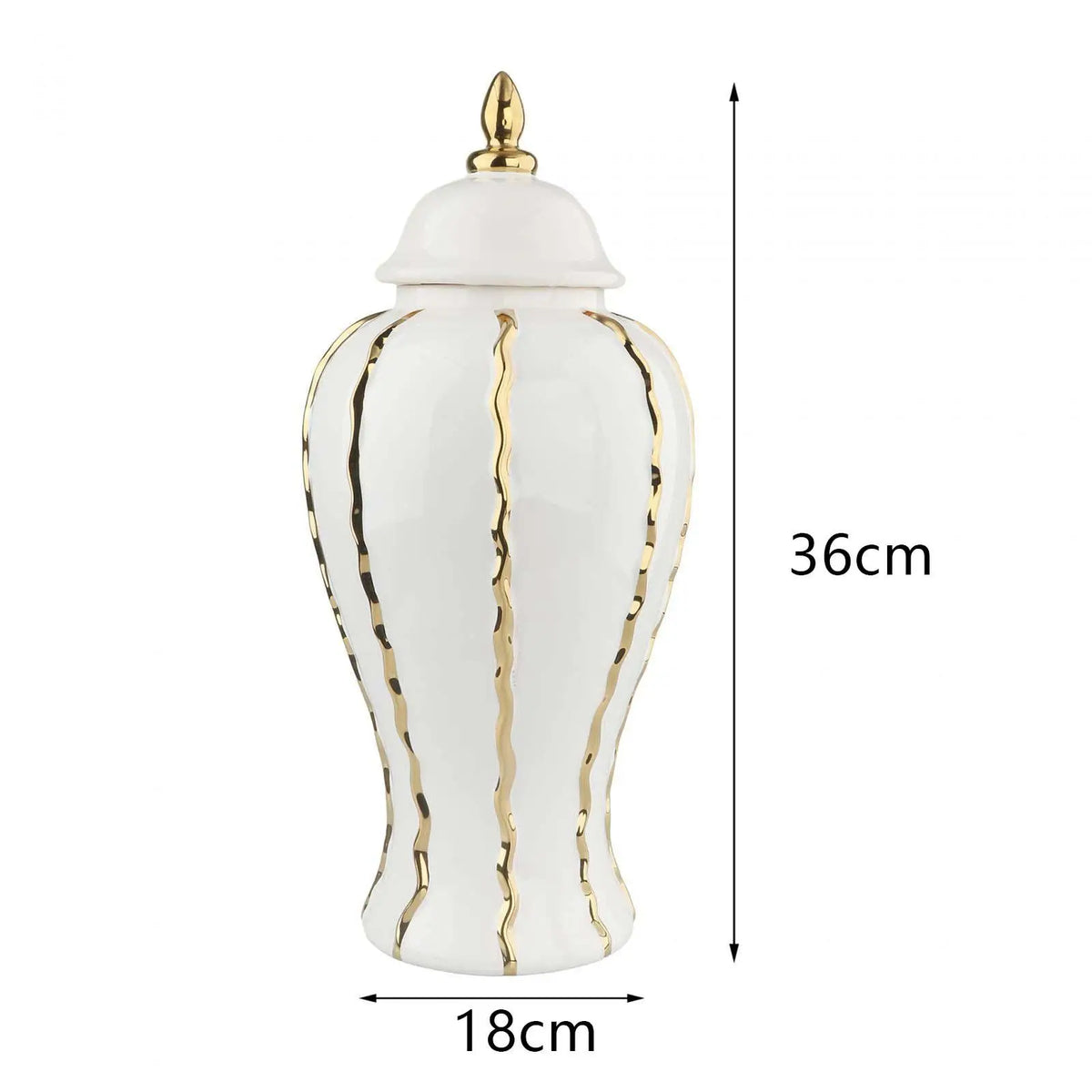 Ceramic Ginger Jar Vase with Lid, 36 cm Decorative Flower Vase and Storage Jar for Tabletop, Shelf or Entryway - product view 6