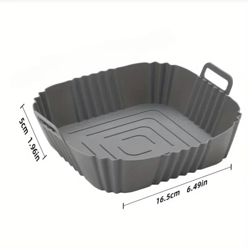 16 cm Silicone Air Fryer Liner, Reusable Baking Plate and Basket for Pizza and Fried Chicken, Blue, Grey, Black or Red - product view 6