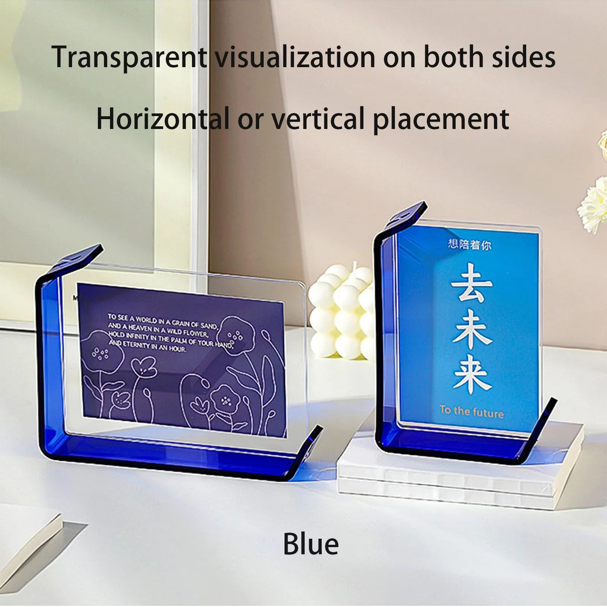 Transparent Acrylic Floating Frame, 6-Inch Modern Clear Photo Display for DIY Decor, Available in Orange, Rose Red, Blue or Multicolor - product view 6
