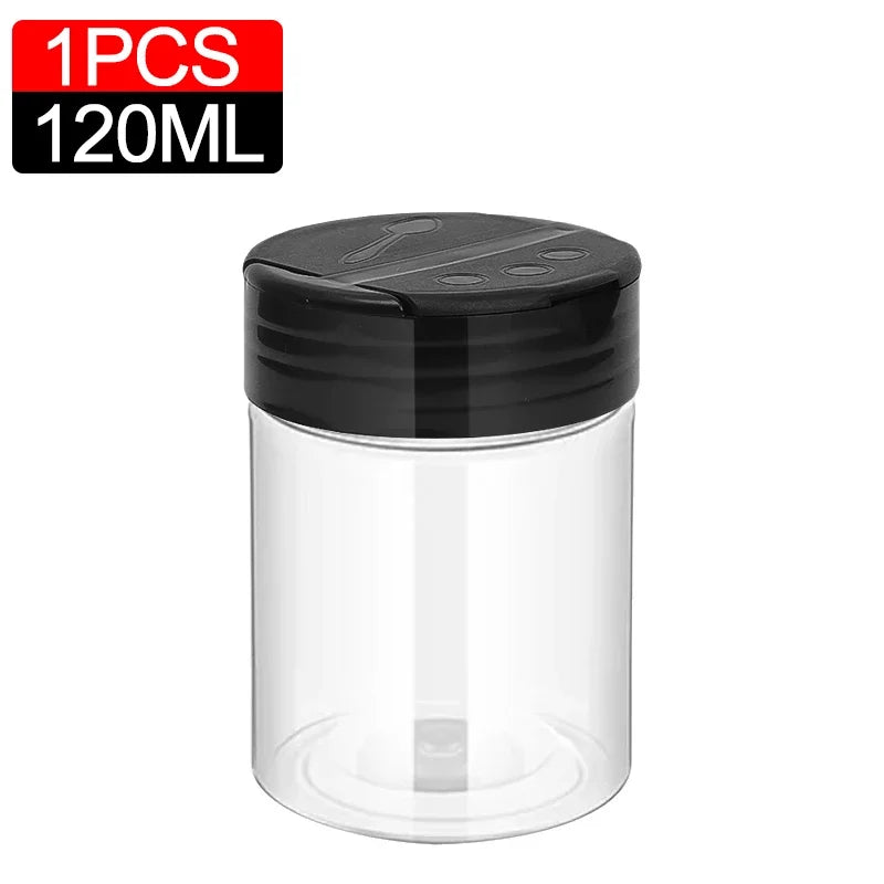 Clear Plastic Spice Shaker Bottle, PET Seasoning Jar with Double-Flip Butterfly Cover, 100–300 ml Sizes and Multi-Packs - product view 6