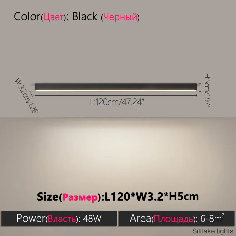 Modern LED Ceiling Light, Long Surface-Mounted Strip with Aluminum and Acrylic Body, 60–200cm Options for Home and Office - product view 6