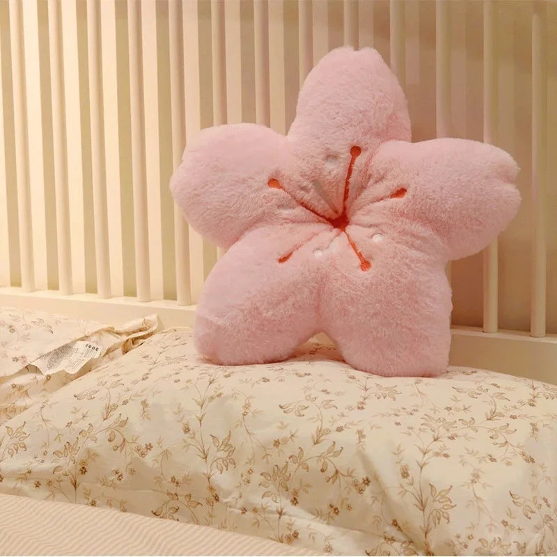 Round Cherry Blossom Decorative Pillow, Soft Pink Polyester Cushion with Polyester Fiber Filling for Bedding and Décor - product view 6
