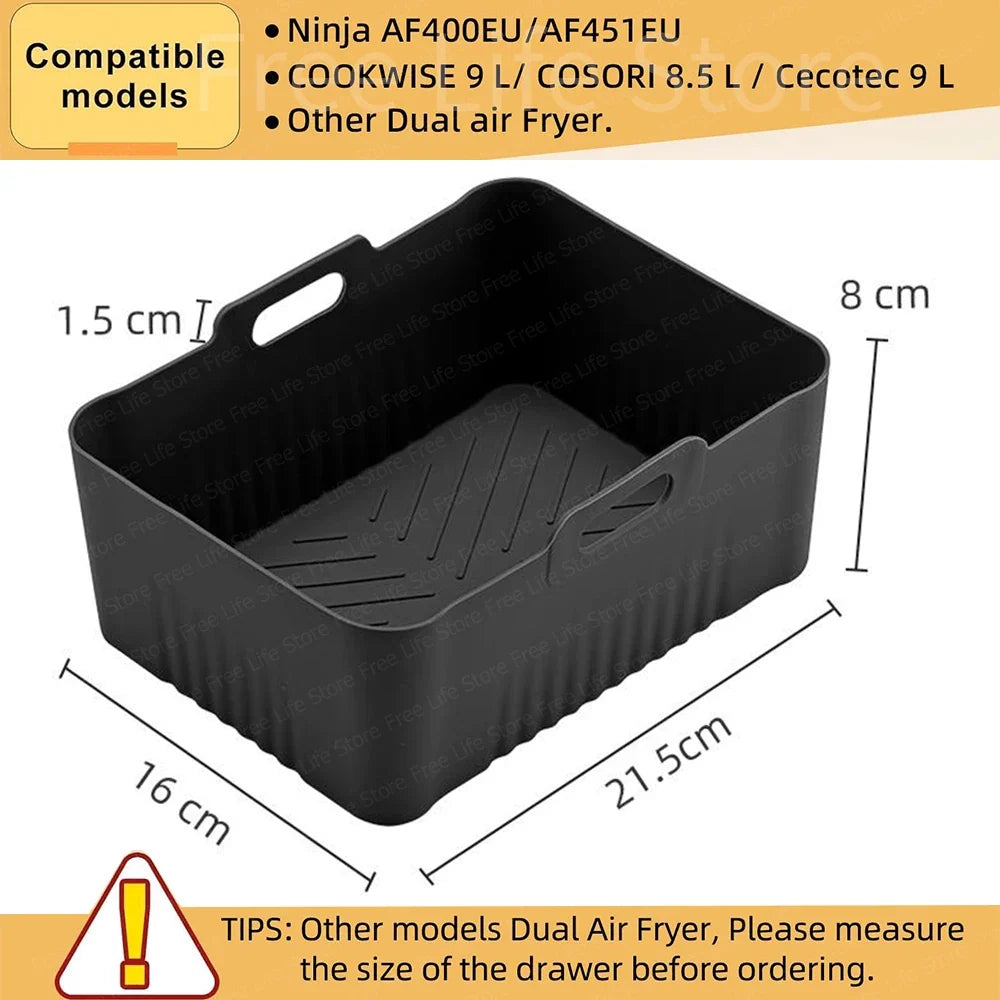 Silicone Air Fryer Liner for Ninja AF400EU and AF451EU, Reusable Dual-Basket Insert, 230°C Heat Resistant - product view 6