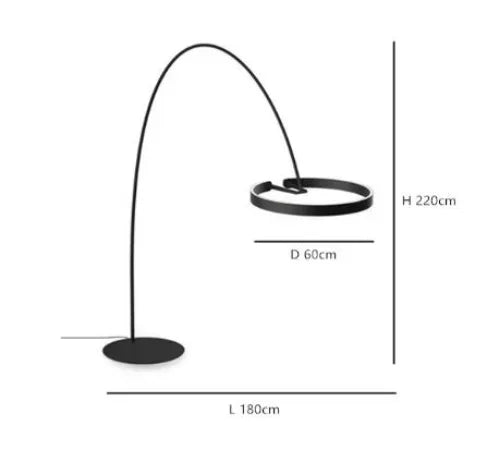 Arched Floor Lamp, Italian Arc LED Ring Light with Touch Switch, Iron Body, 40 or 60cm Shade Options for Dining Rooms - product view 6