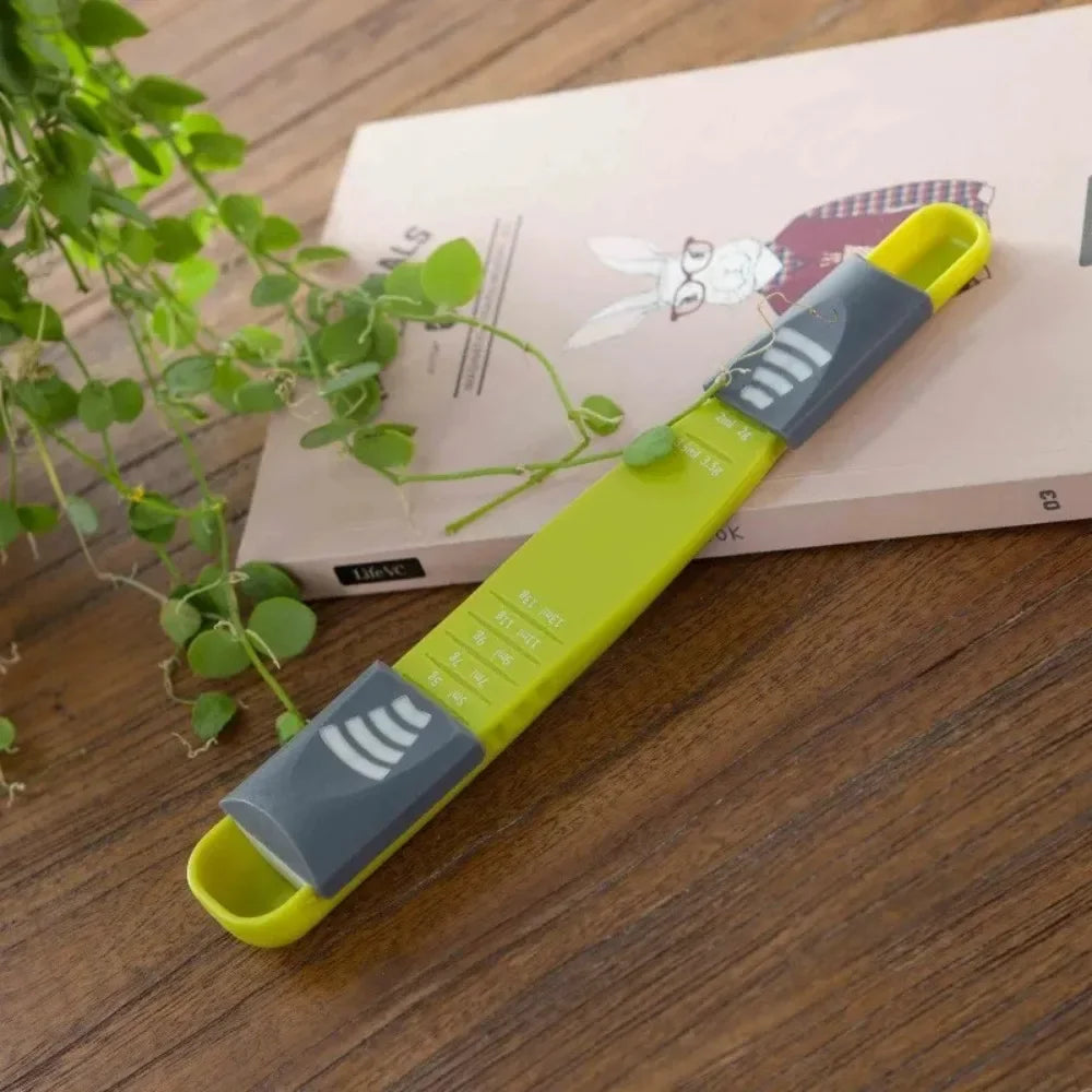 Green Adjustable Measuring Spoon, Double-Head Kitchen Scale Spoon with Measurement Markings for Baking, Coffee and Seasoning - product view 6