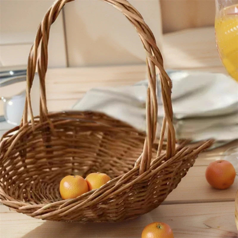 Rattan Garden Harvest Basket, Handwoven Portable Storage Basket with Handles for Fruits, Vegetables, Picnics and Home - product view 6
