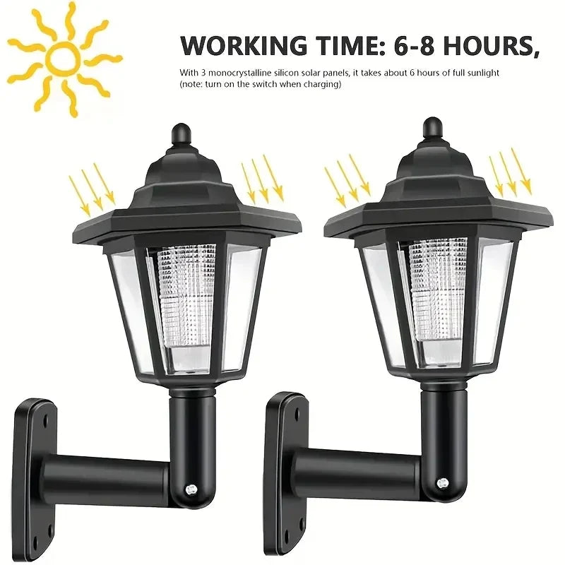 Solar Outdoor Wall Lights, Self-Contained 2-Piece Set with Included Batteries and Bulbs, White or Warm Light for Garden - product view 6